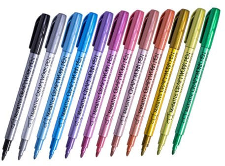 Anneome 12pcs Fire Paint Fine Tip for Plastic Metal Wood Canvas Tire Car DIY Artistic Projects Ergonomic Design Quick Drying Metal Paint Pens