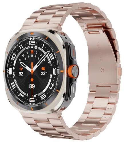 GrTress Metallarmband Kompatibel mit Samsung Galaxy Watch Ultra Armband 47mm (2024), Einstellbar Edelstahl Metall Ersatzarmband Damen Herren, Rosegold