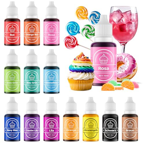 Wwtop Colorante Alimentario 14 * 10ml, Alta Concentración Colorantes Alimentarios Líquido Reposteria, Food Coloring Set para Pasteles, Hornear, Alimentos, Navidad, Pascua Decorar, Fondant, Macaron