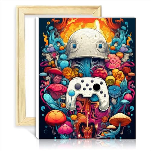 TANGFEIY Malen nach Zahlen, Malspiel-Controller, Malen-nach-Zahlen-Set für Anfänger zum Selbermachen mit Pinseln und Acrylpigmenten auf Kunst-Ölgemälde, mit Rahmen (30 x 40 cm)