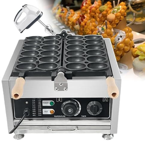 Waffle Makers & Irons for Commercial, Bubble Egg Shaped Waffle Maker, Non-Stick Coating, Round Stuffed Waffle Maker 50-300℃/122-572℉