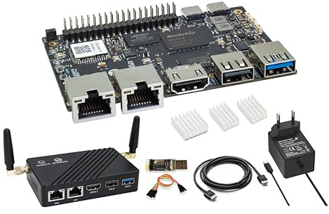 Banana Pi BPI-M5 Pro Linux 8GB placa de desarrollo, Octa-Core RK3576 CPU 6TOPs NPU, 8K HDMI Video Encoder, 2 x GbE Ethernet para extensiones AI IoT, ARM Mini PC y Edge Computing (8 + 64 GB, Bundle3)