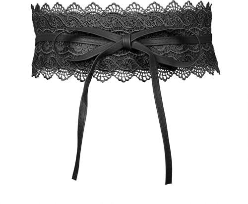 MILAKOO Damen Taillengürtel Breit Weichem Spitze mit Kordelzug Quaste Damen Breiter Bindegürtel Obi Breite Wickel Taille Band Krawatte Gürtel für Kleid Hochzeit Partei