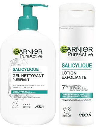 Garnier Pureactive Salicylique Set Routine gegen Unreinheiten Milky Peeling + Deep Cleanser Niacinamid