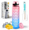 K-MART Water Bottle 1L, Sports Water Bottle with Time Markings, BPA-Free, Leak-Proof Drinks Bottle, Perfect for Running, Cycling, Gym, Yoga, Camping and Outdoor Activities, Pink & Blue