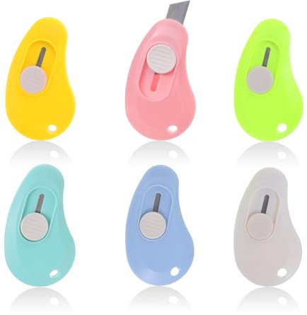 JIYIN 6 Stück Cuttermesser Klein, Mini Cuttermesser Mini Box Cutter Brieföffner Paketöffner Tragbar Kartonöffner Kartonmesser Einziehbares Schreibwaren für Pappe Papier Schachtel