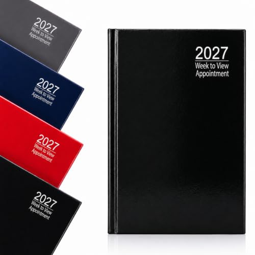 2027 Diary Appointment A5 Week to View 8AM to 5PM Hardback Planner (Black)