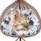 Double Hanging Egg Chair Cushion Replacement Waterproof for Outdoor Patio Basket Egg Chairs, 150x110 cm–2 Seater Premium Thickened 100% Cotton Large Double Eggs Swing Chair Cushions, Blue Enchantress