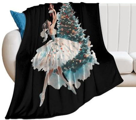 Watercolor Nutcracker Ballet Christmas Tree Blankets And Throws Fleece Soft Cozy Lightweight Plush Blanket for Sofa Couch Bed 50*60(130 * 150cm)