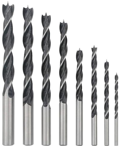Koprek 8 Pcs Brad Point Drill Bits Set, 3-10mm Quick Change High-Speed Steel,Sharp Spiral Flute Design, Precision Woodworking Bits for Softwood, Hardwood, Plastic & Plywood