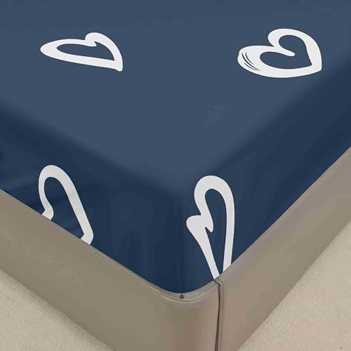 Lukery Spannbettlaken Geometrischer Druck Verdickter Bettlaken 30cm Tiefe Tasche Elastisch Spannbetttuch Weich und Atmungsaktiv für Boxspringbett Dicke Matratzen (Herz,140x200cm)