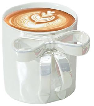 Bow Coffee Cup, Aesthetic Bow Handle Coffee Mugs, Multipurpose Elegant Kitchen Drinkware Accessories for Modern Living Spaces