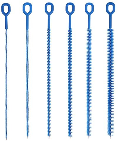 6pcs Nettoyeur de Paille, 32cm Brosse à Paille Extra Longue Réutilisable Brosse Nettoyage Pipe Pliable Outil de Nettoyage pour Pailles en Métal Silicone Plastique Verre (Bleu)