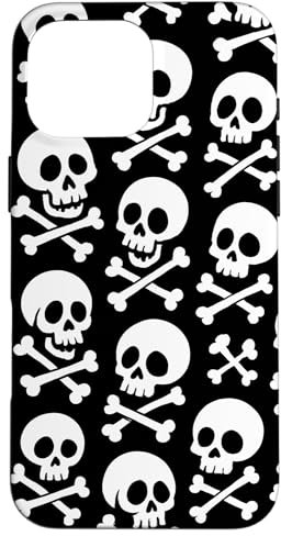 Skull Crossbones Pattern Pirate Halloween Goth Skeleton Emo Case for iPhone 16 Pro Max