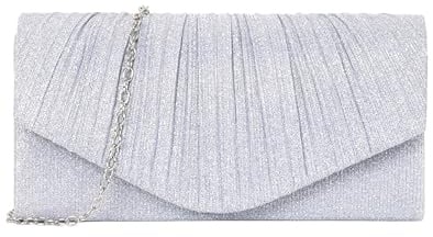 Ceeyoll Clutch silber, 3-in-1, Handtasche weiß, Exquisit, Kleine Handtasche, Langlebig, Geeignet für Hochzeiten, Partys, Tänze und Andere Anlässe.