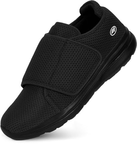 Bigzagger Chaussures orthopédiques pour homme et femme - Extra larges - Avec fermeture - Ultra légères - Avec semelle en mousse à mémoire de forme - Respirantes - Chaussures de santé pour pieds enflés