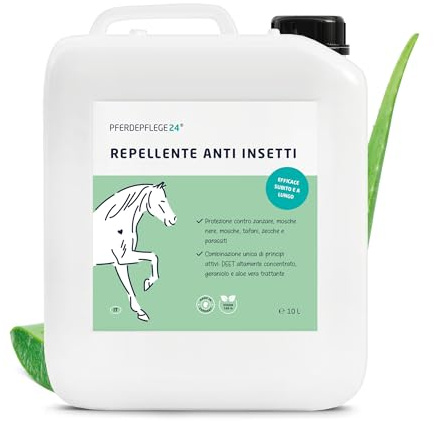 PFERDEPFLEGE24 Repellente Insetti Cavallo Spray 10l - Protezione immediata, con Aloe Vera trattante - Effetto di Lunga Durata Contro tafani, zanzare, Mosche e zecche - antimosche Cavalli