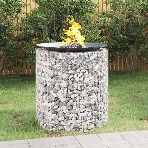 Mokuyary Foyer en Gabion Ø 100 cm Fer galvanisé Brasero, feu Multifonctionnel Foyer Extérieur pour Jardin, Chauffage, Terrasse, Camping