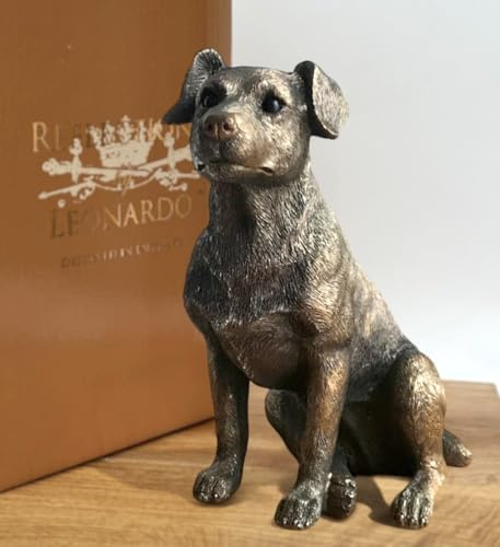 Animal Crackers Leonardo Reflections Bronzed Dog figurines in a range of Dog Breeds, realistic bronze finish in a quality gold gift box, or collectable (Jack Russell Terrier)
