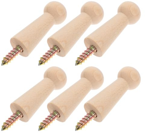 Healvian 6pcs Beech Wood Shaker Pegs Decorative Wall Hooks for Hanging Clothes Hats Towels with DIY and User-Friendly Experience Small Solid Wood Hooks for Home Organization