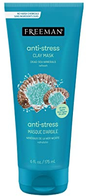 Freeman Anti-Stress Clay Mask, Dead Sea Mineral Face Mask, 6 Fl Oz Tube