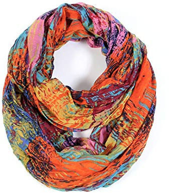 Scarfand's Mixed Colors Oil Paint Tie-dye Spring Fashion Versatile Lightweight Infinity Scarves Head Wrap (Mixed Color - PKOR)