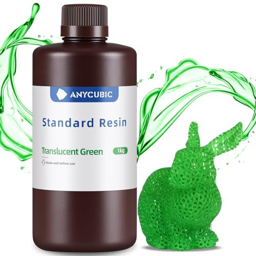 ANYCUBIC Standard 3D Printer Resin, LCD UV 405nm Rapid Photopolymer 3D Resin for 6K/8K/12K/14K LCD 3D Printers(1000g, Green)