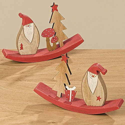 BOLTZE Schaukel Santa Nikolaus Holz L 15 cm 2er Set