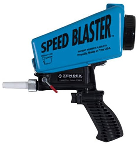Zendex Tool - SpeedBlaster Portable Media Blaster in Blue - Handheld Sand Blaster Gun Kit for Air Compressor - Extended Use Fast and Powerful Sandblasting Gun