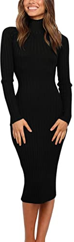 Merokeety Women's High Neck Sweater Dress Bodycon
