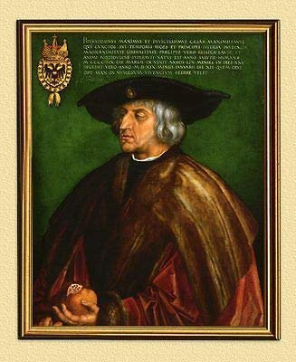 Kunstdruck Porträt Kaiser Maximilian I um 1519 Römisches Reich Albrecht Dürer A3 20 Gerahmt