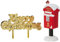 Anniversary House 2pcs Post Box Resin Cake Topper & Gold Merry Christmas Motto Luxury Boxed Cake Decorations, Xmas Cake Toppers, Yule Log Decoration, Traditional Non-Edible Decoration, BX340 UK