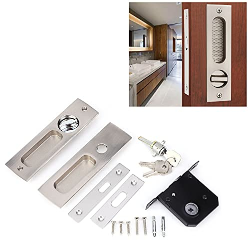 Kit de Poignée de Porte Coulissante, Serrure de Porte Coulissante, Côté de Serrure 4,5cm/1,77-Inch, avec 3 Clés + 7 Vis, pour Porte Coulissante, Armoire, Balcon