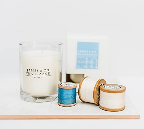 James & Co Duftkerze im Glas, Nr. 10 Cotton (Baumwolle und Leinen), 266 g, Brenndauer bis zu 35 Stunden