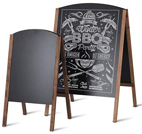 RELAX4LIFE Porte-Affiche sur Pied Noir Double Face en MDF, Panneau Publicitaire Tableau de Menu pour Restaurant, Café, Magasin (45 x 41 x 78 cm)