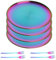 Rainbow Stainless Steel Dinner Plates Set with Fork, Set of 8, Colorful Metal Dessert Salad Plates for Eating Dinner Camping, Unbreakable and Reusable Kids Platter Indian Dishwasher Safe