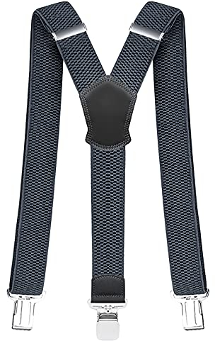 Pejoye Bretelles Homme Larges Vintage Fort Durables 3 Métal Clips Y Retour Entièrement Réglables