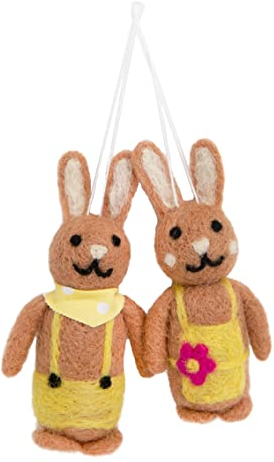 Talking Tables 2 Stück Filz Osterhasen Dekorationen für Osterbaum, Hängende Ornamente, Tischgedeckung, Ostereiersuche oder Geschenk, Kinder, Erwachsene