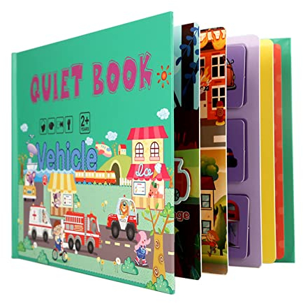 Montessori Quiet Book Toddlers,Busy Book for Kids to develop Learning skills Quiet Book,Childrens Educational Toys,Paste Buch Interaktives Passendes Puzzle-Spiel Beschäftigtes Buch für Kinder/Verkehr