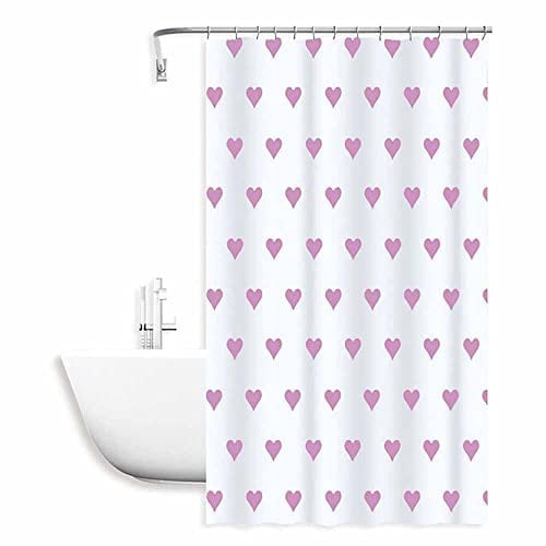 Vetrineinrete® Tenda per doccia vasca da bagno impermeabile pvc 12 ganci decorata con cuori rosa 180x200 cm