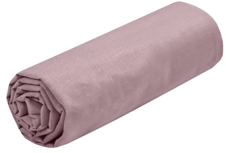 STOF - Drap Housse -Taille 180x200 cm Grand Bonnet 30 cm -100% Coton certifié Oeko-Tex - Couleur Vieux Rose -Modèle Eden - Linge de Lit pour Maison - Doux et Confortable pour Nid Douillet