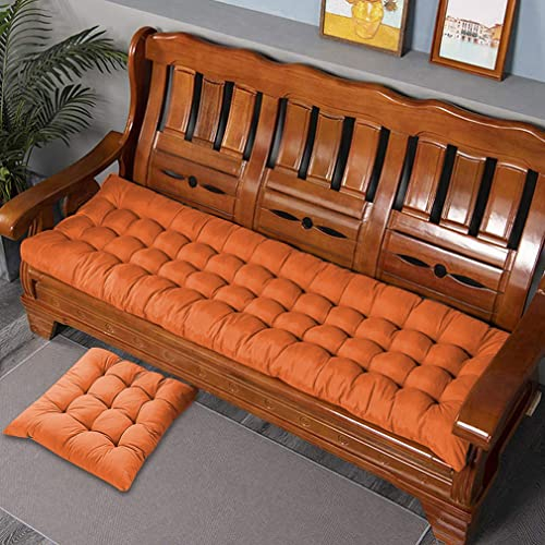 BoruisXSW 8 cm dickes Bankkissen, 2/3-Sitzer, 100/120 cm, rechteckig, für Gartenbank, Sitzkissen, für Terrasse/Chaise/Schaukel/Bank/Indoor/Outdoor (170 x 50 cm, Orange)