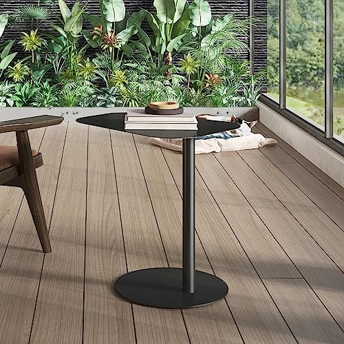 [en.casa] Beistelltisch Nastätten Gartentisch Couchtisch mit Metallgestell Sofatisch modernes Design für Wohnzimmer Schlafzimmer Balkon Terrasse 50 x 50 x 38 cm Schwarz, matt