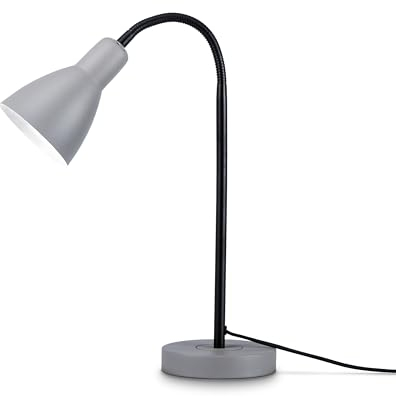 Paco Home LED Lampe Tischleuchte Deko Tischlampe Schreibtischlampe Arbeitszimmer Büro Modern Höhenverstellbar Rund E27, Farbe:Schwarz 5, Leuchtenart___Farbe:Tischleuchte Grau