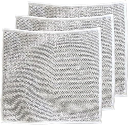 IFFANY Paño de Cocina de Alambre Multiusos antiarañazos, Estropajo de Acero Inoxidable húmedo y seco, Estropajo para Cubiertos y Fregadero, paño de Cocina Reutilizable, paño de Cocina de Alambre