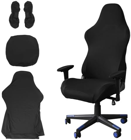 HOMURY Housse De Chaise Gaming: 1 Pièce Extensible Élastique Housse De Protection pour Chaise Gaming, Ergonomique Housse pour Chaise De Bureau pour Confort Et Protection, pour Bureau Et Maison (Noir)