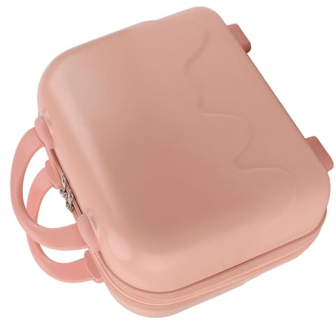 BROLEO Reise-Kosmetikkoffer, Kleines Reise-Handgepäck, 14 Zoll ABS, Kratzfest, für den Zug (Mädchen rosa)