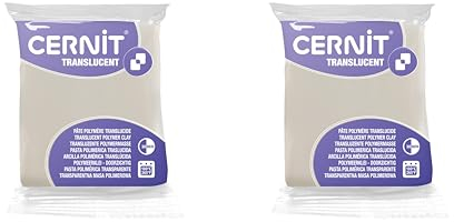CERNIT CE9256024AMZC - Pane di pasta polimerica traslucida, pasta per modellare, colore fosforescente, 2 blocchi da 56 g