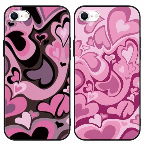 Foonary 2 Pack Phone Case Compatible with iPhone 8/SE 2022/7/SE 2020 4.7 , Ultra Slim Fit Soft TPU Silicone with Love Design Aesthetics Pattern, Shockproof Bumper Protector Matte Cover for iPhone 7