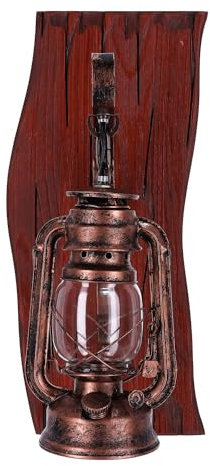 TIBU Wandleuchte aus Holz Vintage Lampe Innen Wohnzimmer Brett Laterne Retro